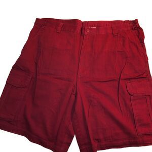 King Size Red Cotton Cargo Shorts Big & Tall Easy Close Pockets Sz. 44"